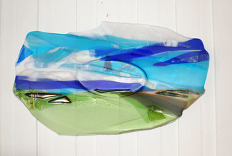 Unikt skulpturelt glaskunst: Bakkers og bølgers land( Dronningeserien)